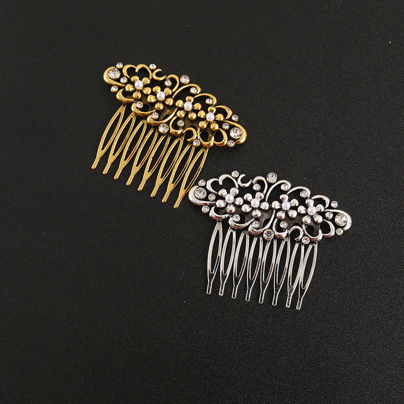 Metallic floral hair comb