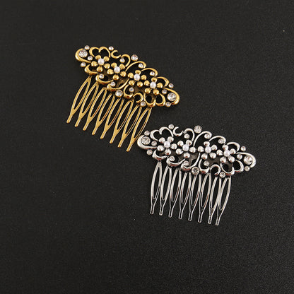 Metallic floral hair comb