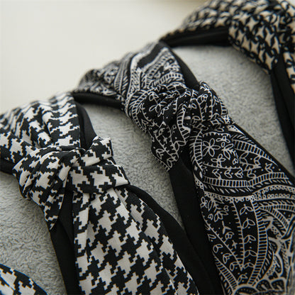 Black white paisley print headband