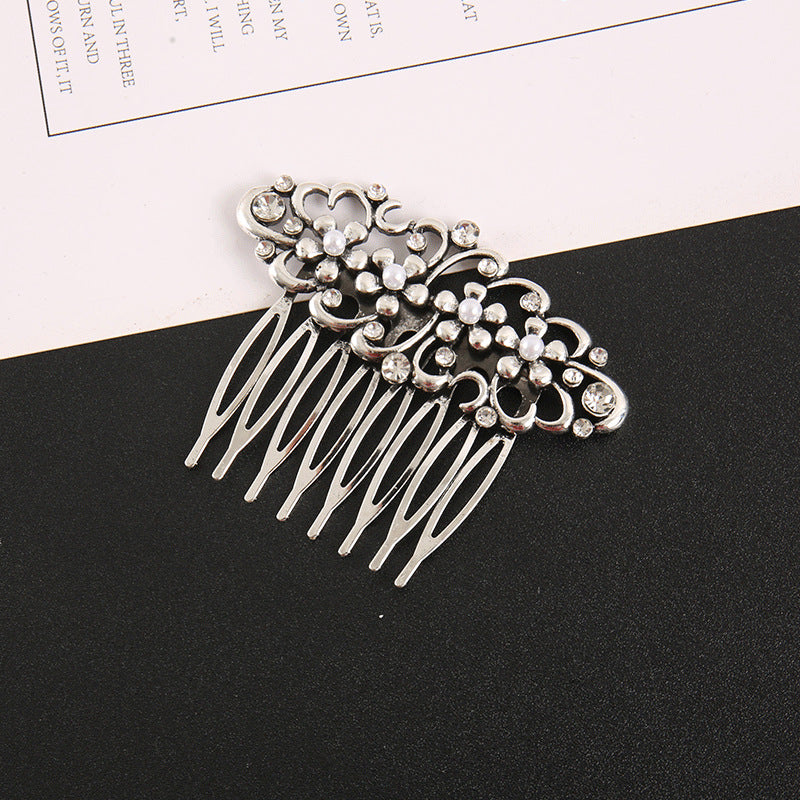 Metallic floral hair comb