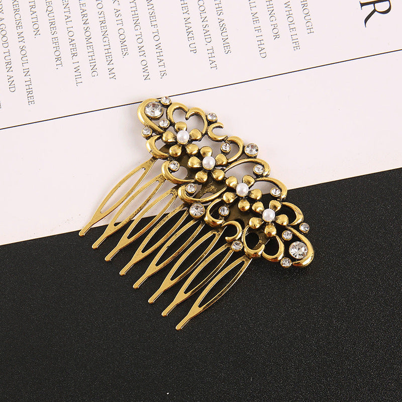 Metallic floral hair comb