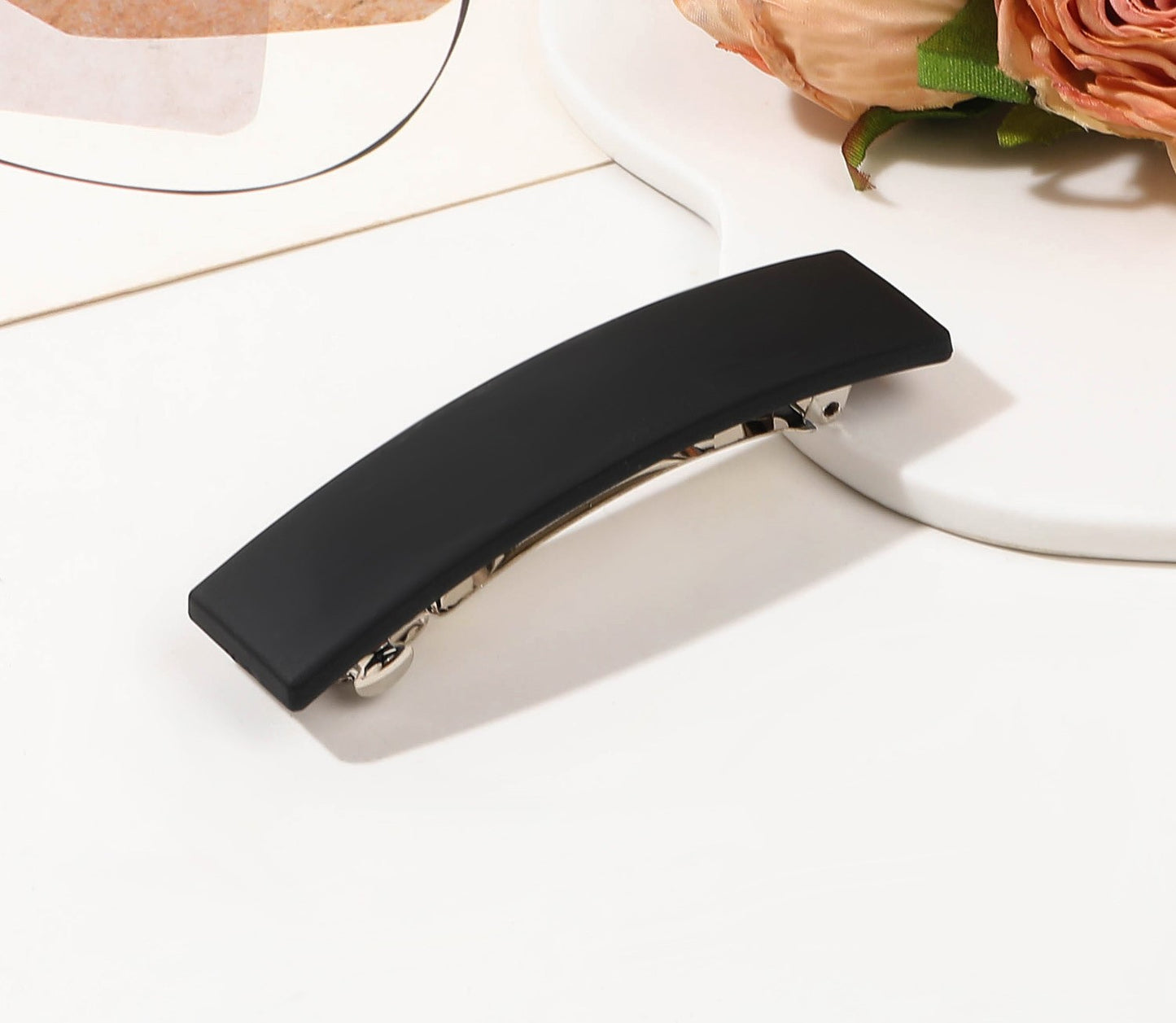 Rectangle matte resin hair barrette