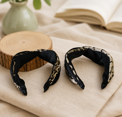 Twist top mixed leopard headband