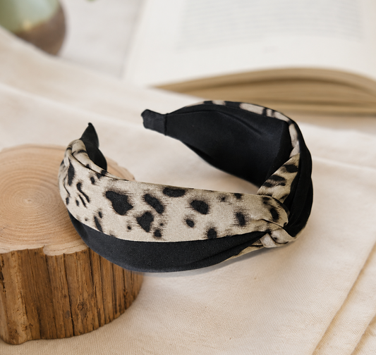 Twist top mixed leopard headband