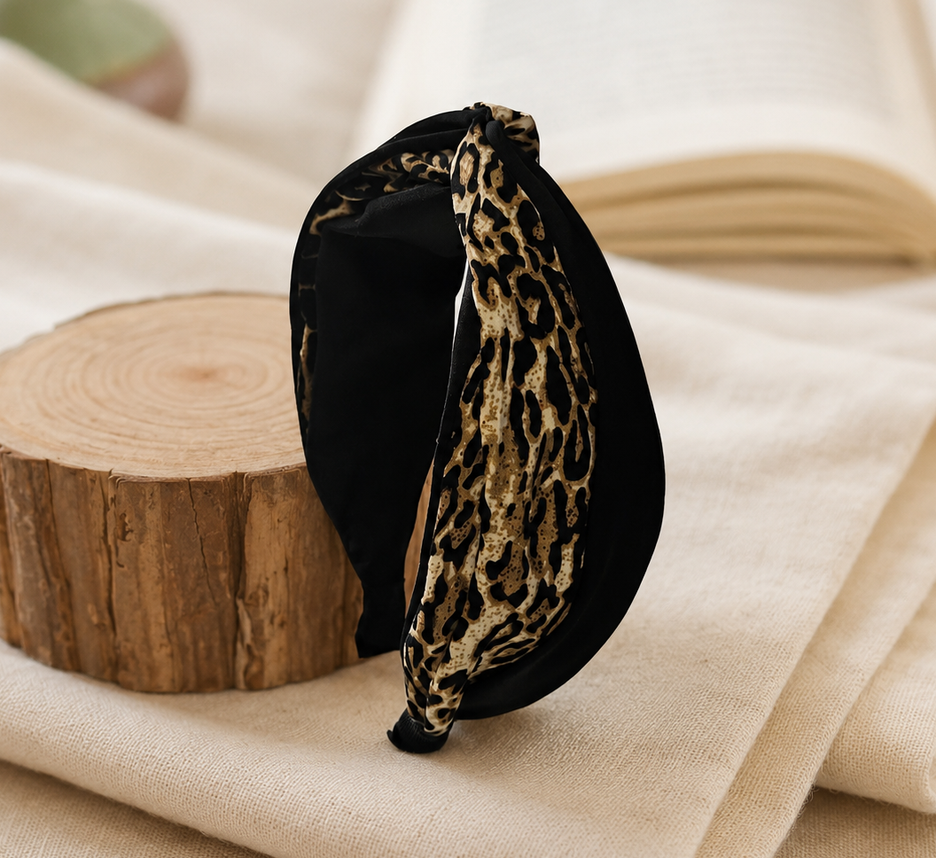 Twist top mixed leopard headband