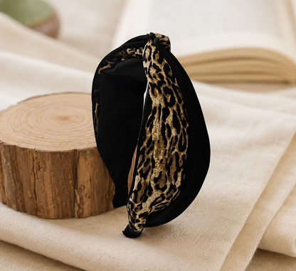 Twist top mixed leopard headband