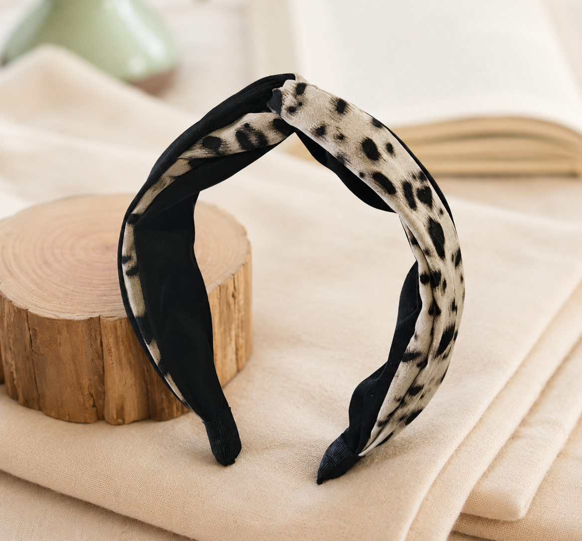 Twist top mixed leopard headband