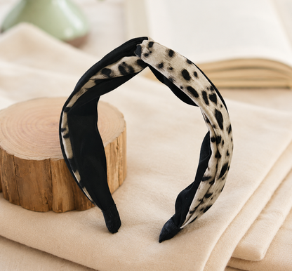Twist top mixed leopard headband