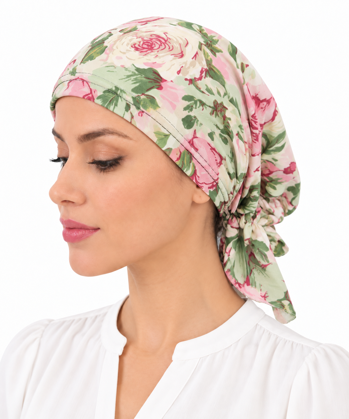 Multicoloured hair cap with tail