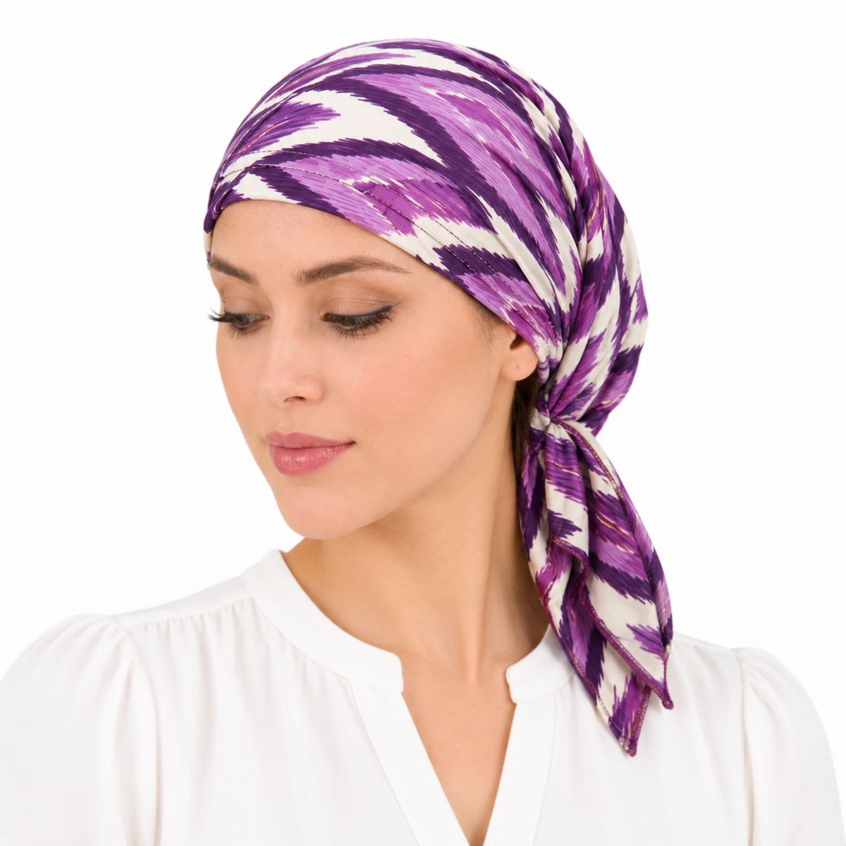Multicoloured hair cap with tail