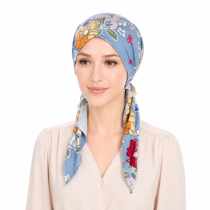 Printed hair cap with scarf