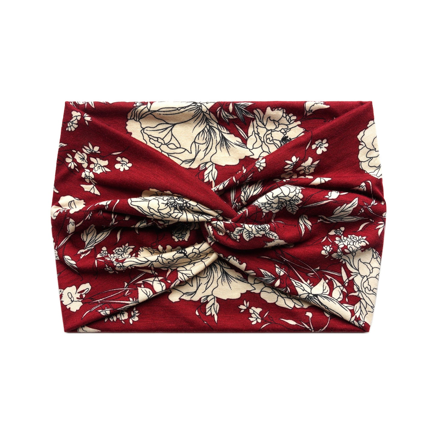 Floral print super wide twist front stretchy headband