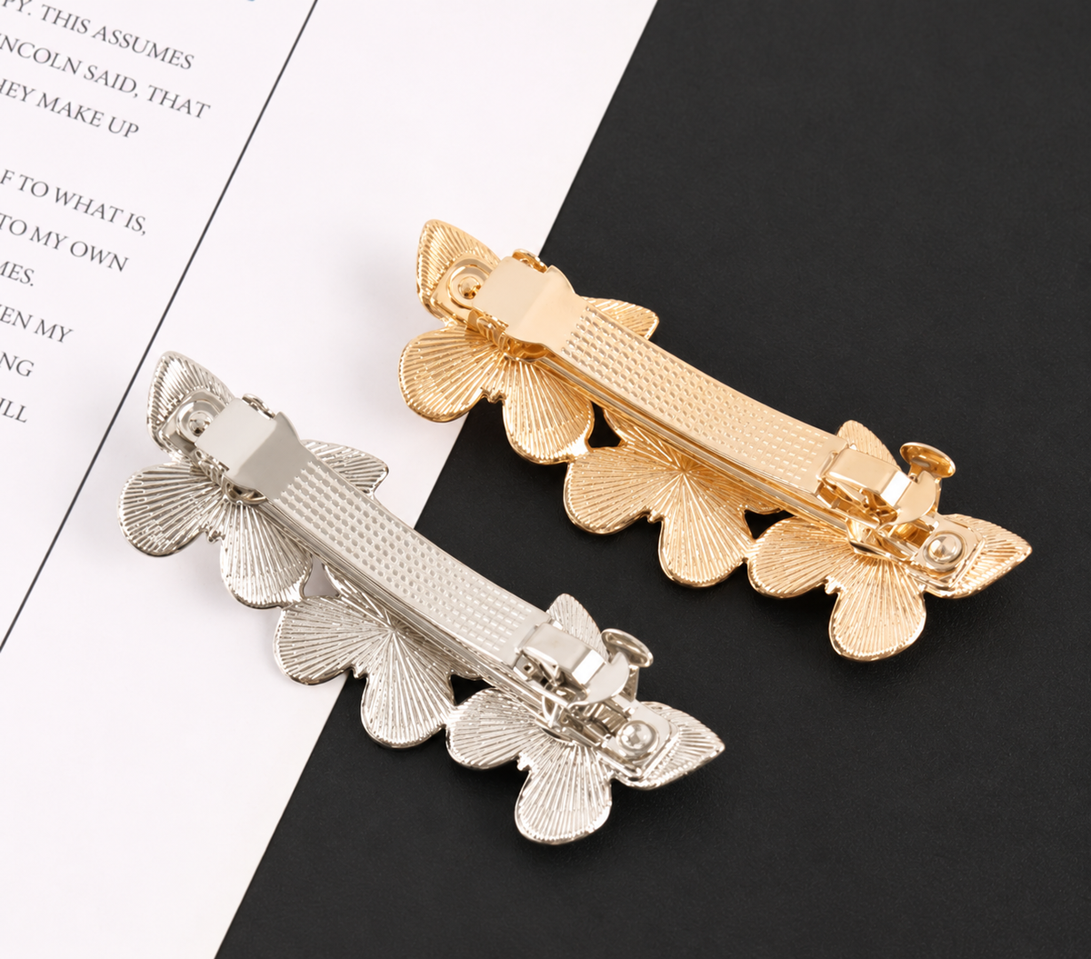 Triple butterflies small hair barrette