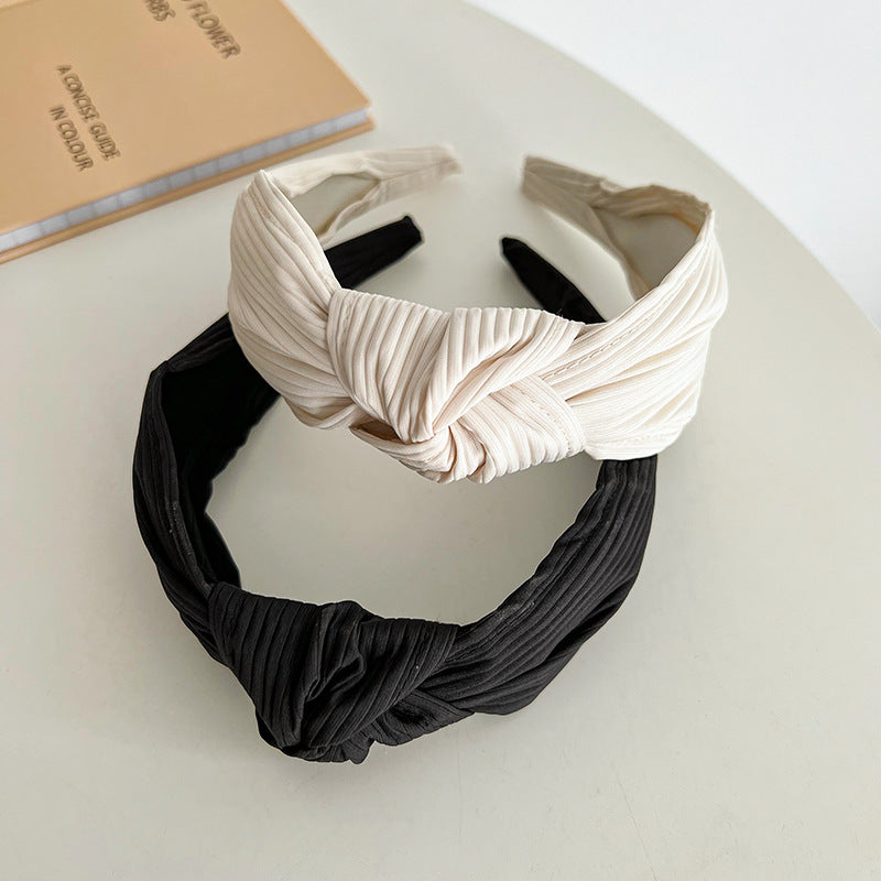 Pleated twill cotton knotted headband