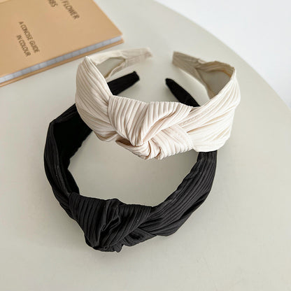 Pleated twill cotton knotted headband