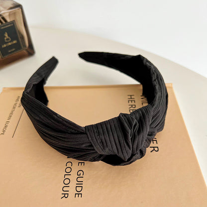 Pleated twill cotton knotted headband