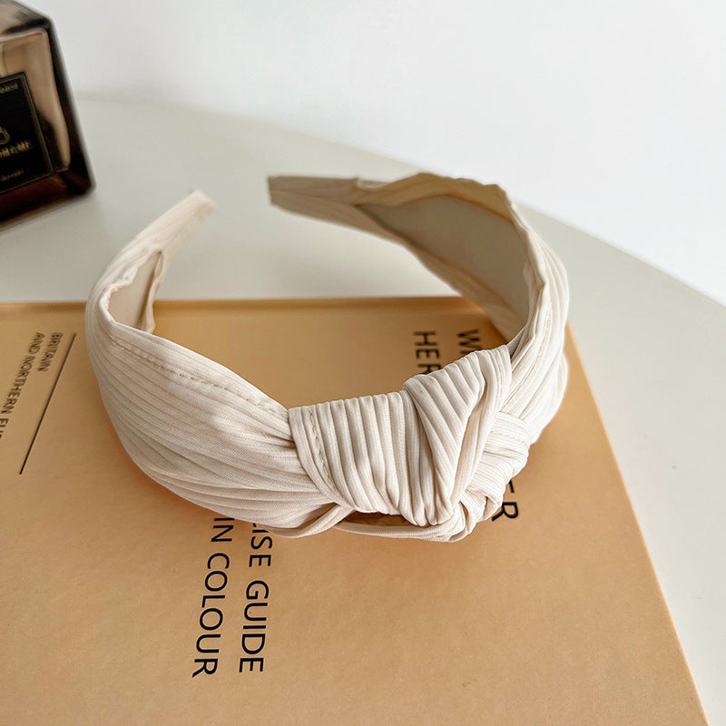 Pleated twill cotton knotted headband