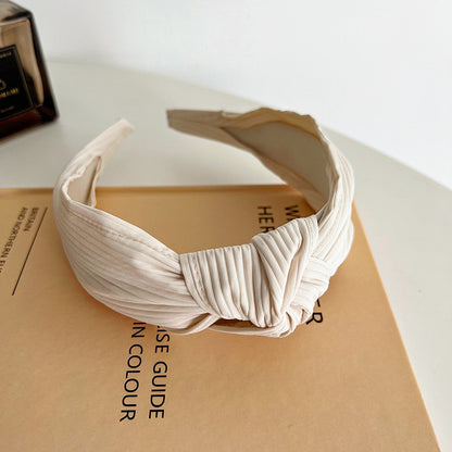 Pleated twill cotton knotted headband