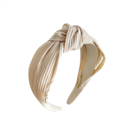 Pleated twill cotton knotted headband