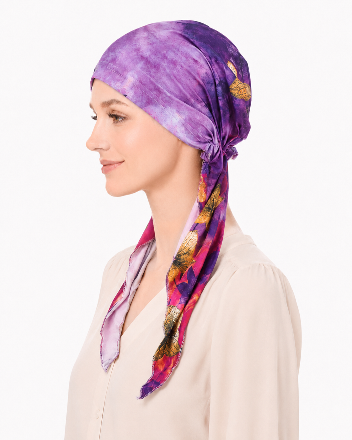 Printed hair cap with scarf