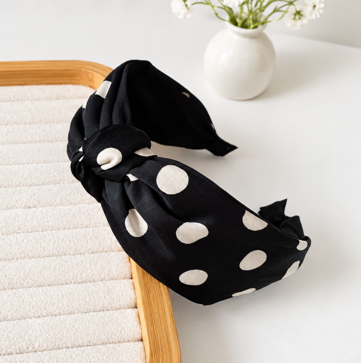 Polka dot knotted headband