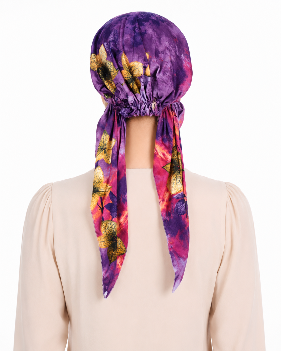 Printed hair cap with scarf