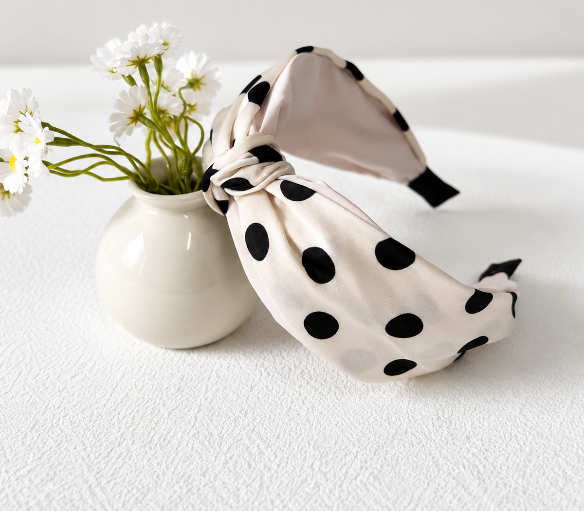 Polka dot knotted headband