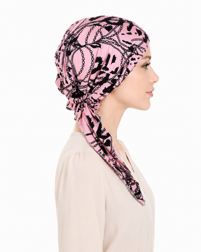 Printed hair cap with scarf