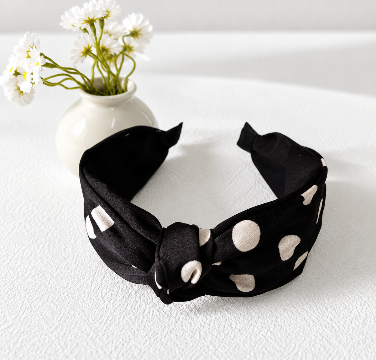 Polka dot knotted headband