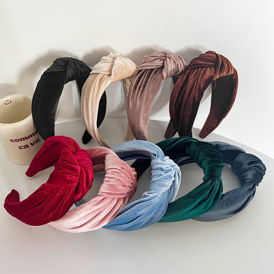 Large knotted smooth velvet headband