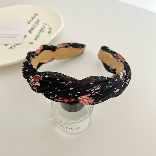 Floral chiffon twist braided head band