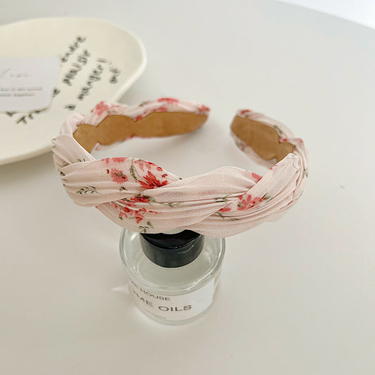 Floral chiffon twist braided head band