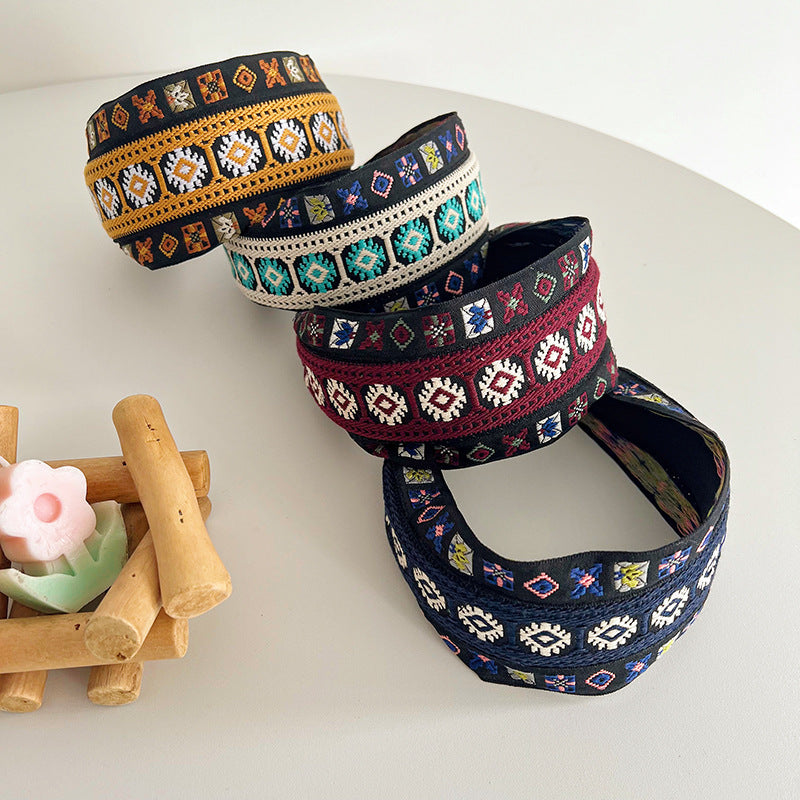 8cm-wide multicoloured embroidered headband