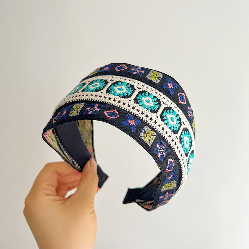 8cm-wide multicoloured embroidered headband