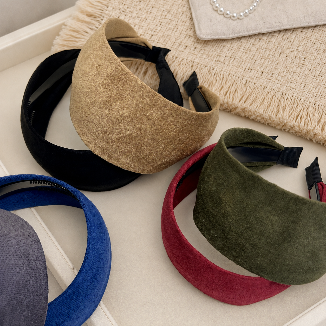 7cm flat dull velvet headband