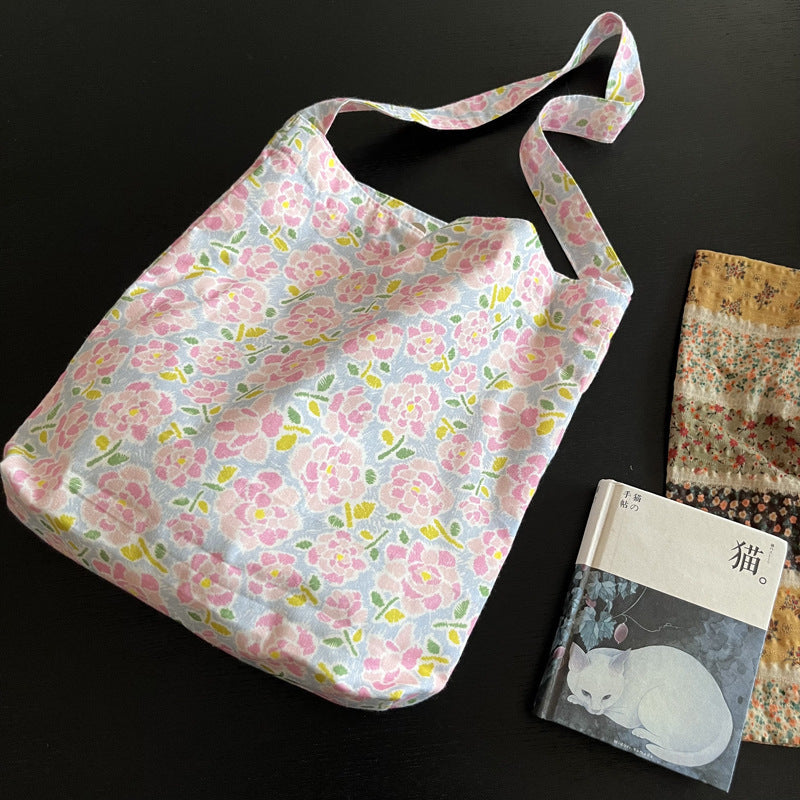 Peach blossom liberty cotton one handle bag