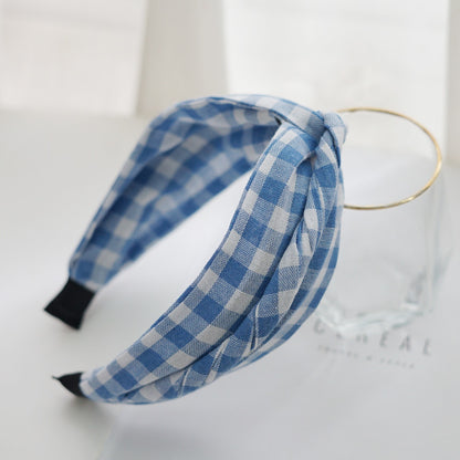 Twist top black white gingham headband