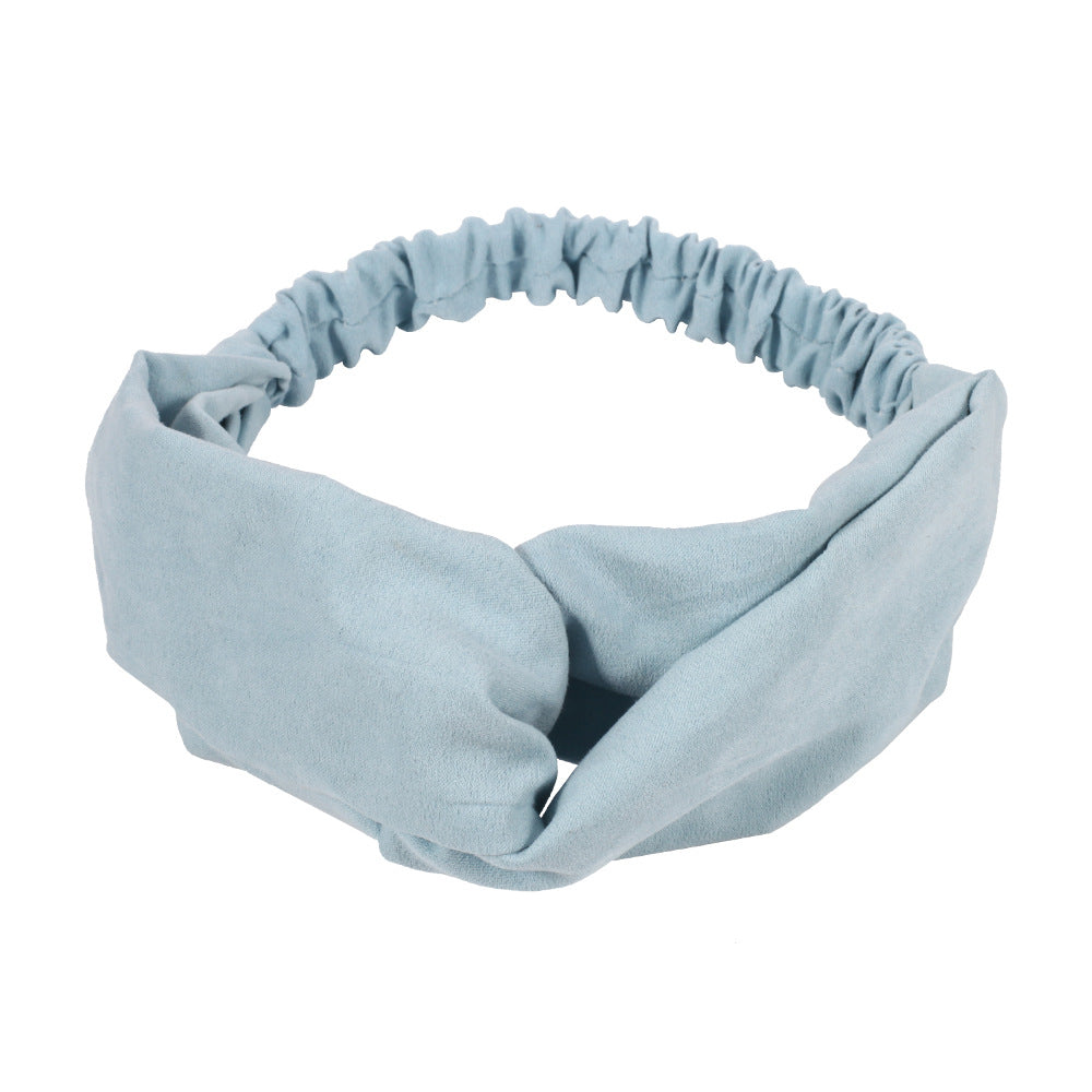 Plain colours suede twist front elastic headband