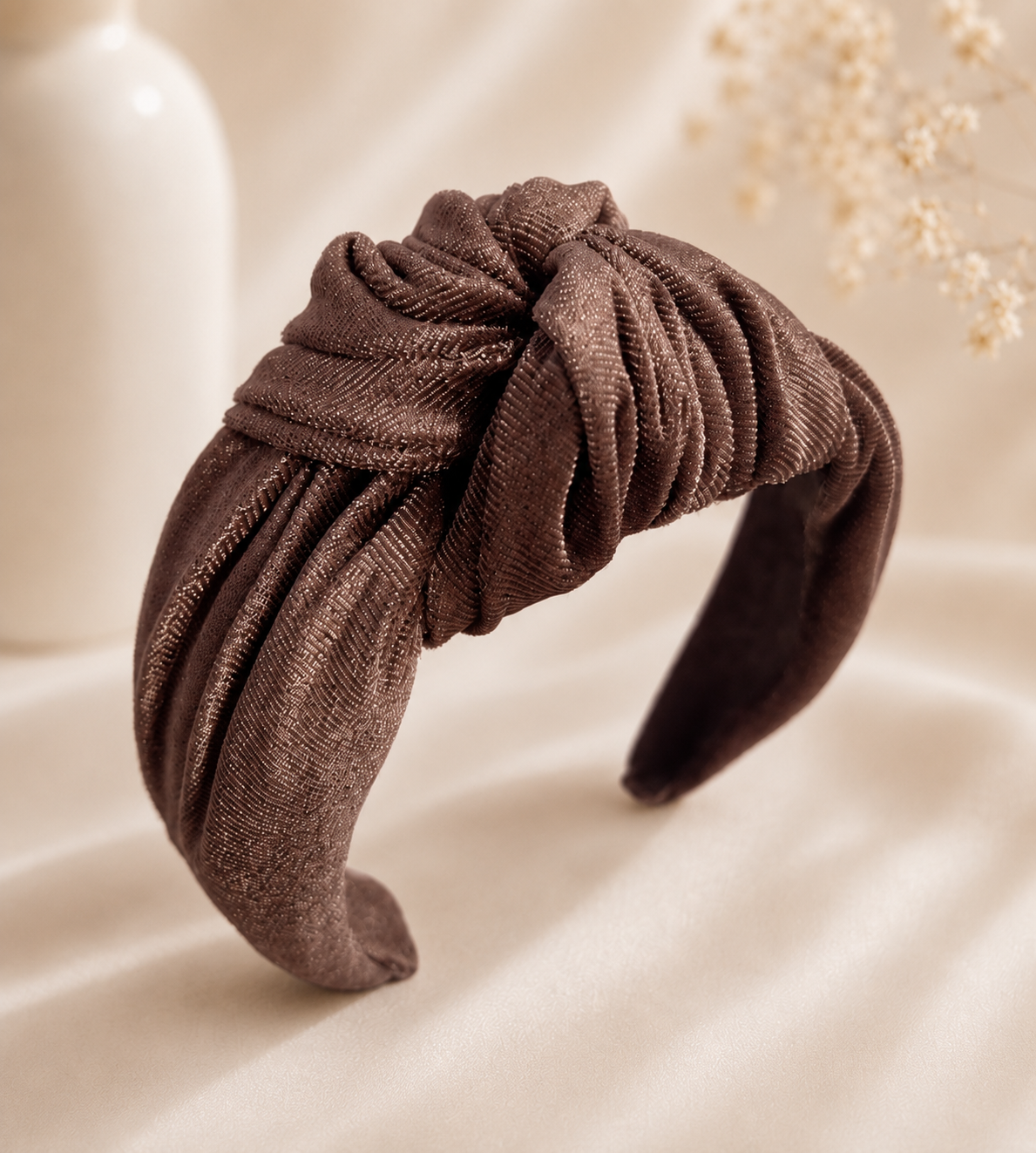 Large knotted smooth velvet headband