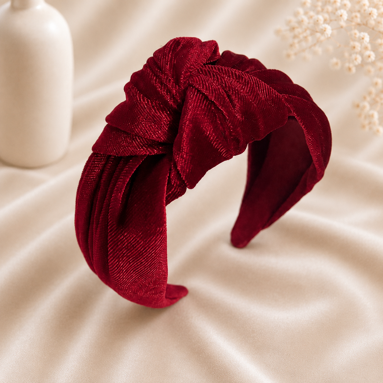 Large knotted smooth velvet headband