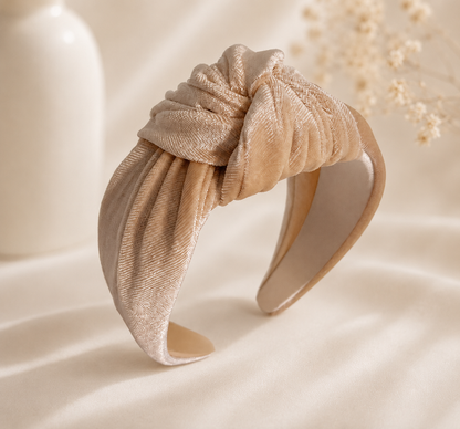 Large knotted smooth velvet headband