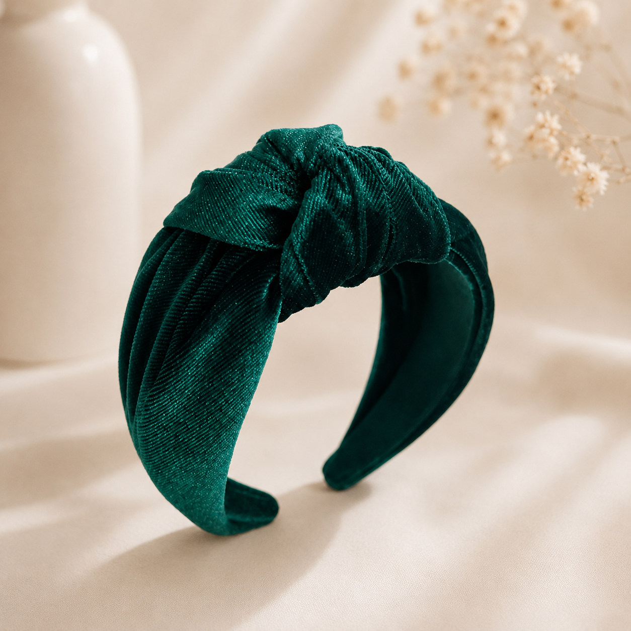 Large knotted smooth velvet headband