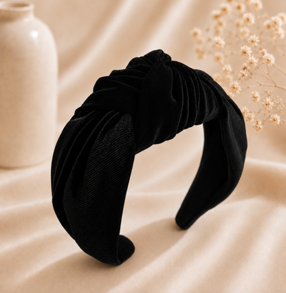 Large knotted smooth velvet headband