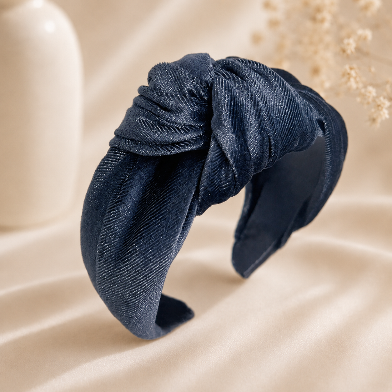 Large knotted smooth velvet headband