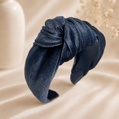 Large knotted smooth velvet headband
