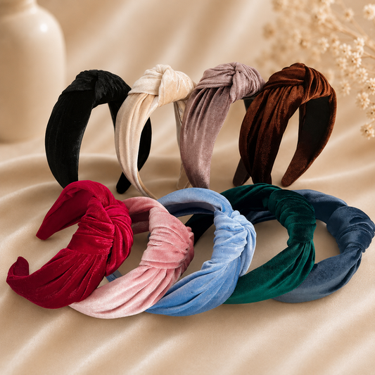 Large knotted smooth velvet headband
