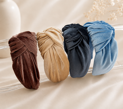 Large knotted smooth velvet headband