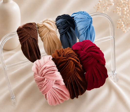 Large knotted smooth velvet headband