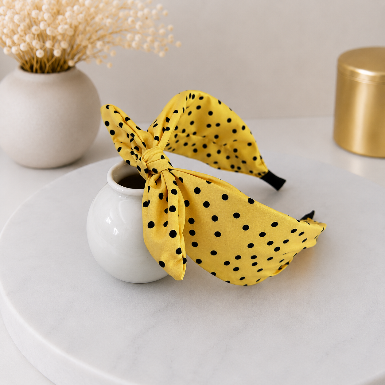Polka dots headband with bow
