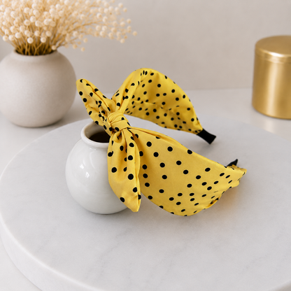 Polka dots headband with bow